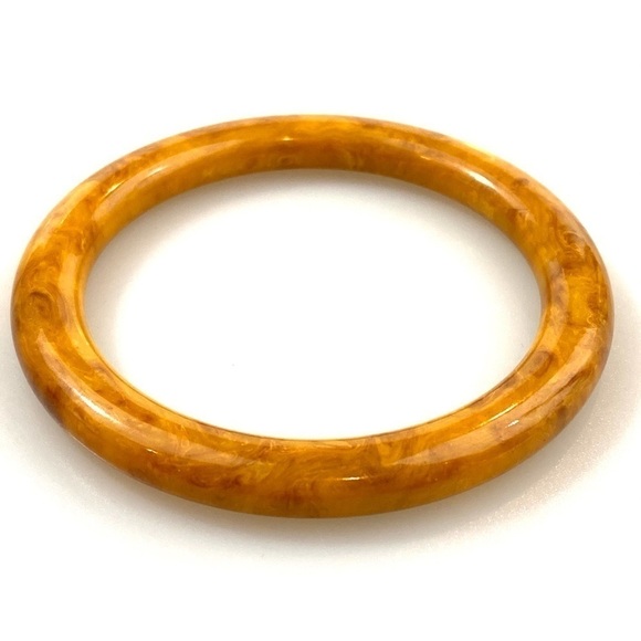 BAKELITE Bracelet Marbled Butterscotch VTG Tested - Picture 1 of 9